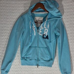 Hollister Light Aqua Zip-Up Hoodie Jacket